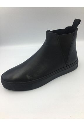 بوت / نیم بوت مشکی زنانه چرم خالص AGUCİNO - کد 808340148