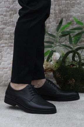 کفش کلاسیک مشکی مردانه چرم طبیعی پاشنه کوتاه ( 4 - 1 cm ) پاشنه ساده کد 808401170