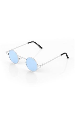 عینک آفتابی آبی زنانه 57 UV400 فلزی سایه روشن گرد کد 808529915