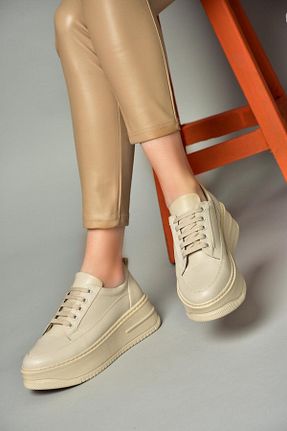 کفش اسنیکر بژ زنانه بند دار Fox Shoes - کد 808612166