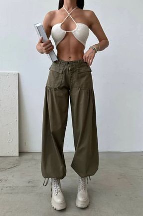 شلوار جین خاکی زنانه پاچه گشاد Ortaya Çık - کد 808618129