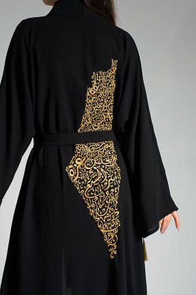 کیمونو و کافتان مشکی زنانه پنبه پلی استر LEYLA STORE - کد 808310719