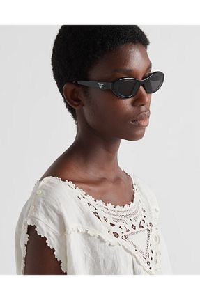 عینک آفتابی مشکی زنانه UV400 Prada - کد 778037169