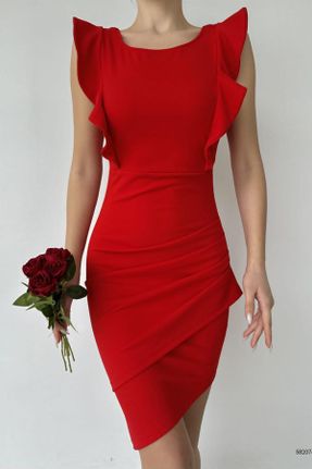 لباس قرمز زنانه بافتنی کرپ رگولار کد 330038103