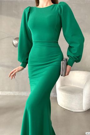 لباس سبز زنانه بافتنی کرپ آستین-بلند کد 785183675