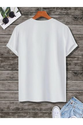 تی شرت سفید زنانه یقه گرد پنبه - پلی استر اورسایز تکی کد 808461800
