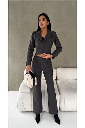 ست بالاتنه و پائین تنه طوسی زنانه بافتنی şems fashion - کد 808469701