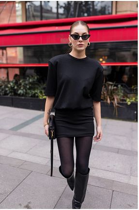 لباس مشکی زنانه بافتنی alenmoda - کد 808468422