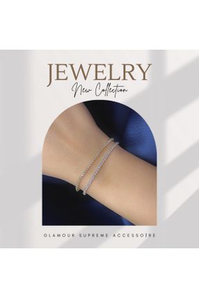 دستبند جواهر طلائی زنانه فولاد ( استیل ) کد 808652845