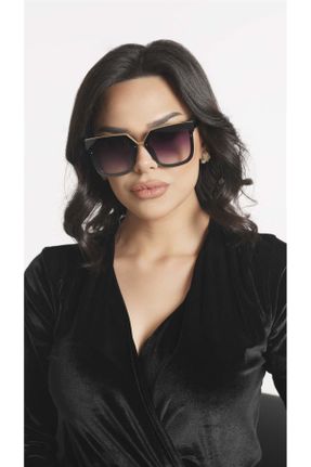 عینک آفتابی مشکی زنانه 60 UV400 استخوان سایه روشن هندسی کد 808704861