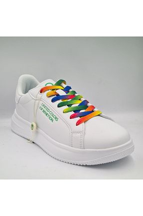 کفش اسنیکر سفید زنانه بند دار United Colors of Benetton - کد 808718219