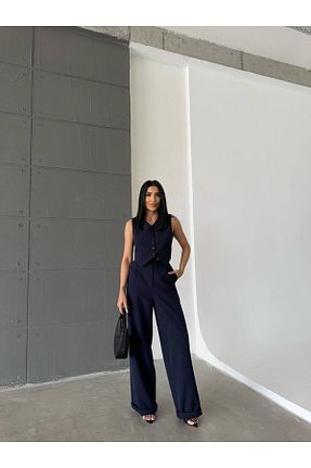 ست بالاتنه و پائین تنه سرمه ای زنانه بافتنی popibutik - کد 808740487