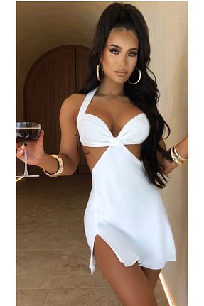 لباس سفید زنانه بافتنی Butik - کد 805432949