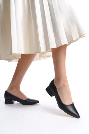 کفش پاشنه بلند کلاسیک مشکی زنانه پاشنه ضخیم پاشنه کوتاه ( 4 - 1 cm ) کد 808897979