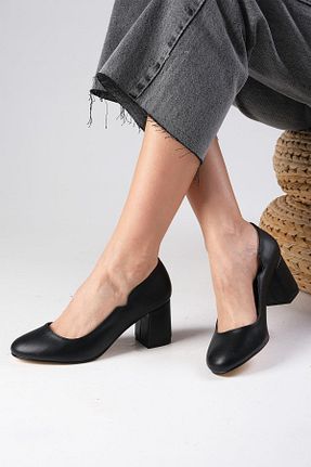 کفش پاشنه بلند کلاسیک مشکی زنانه چرم مصنوعی Mio Gusto - کد 752361256