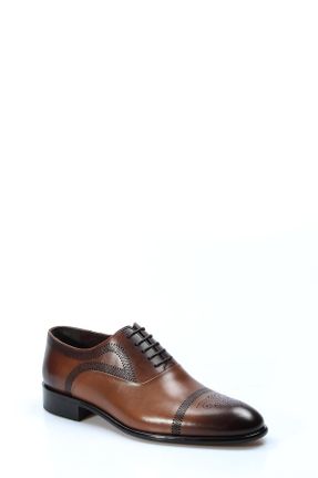 کفش کلاسیک قهوه ای مردانه چرم طبیعی پاشنه کوتاه ( 4 - 1 cm ) کد 809118113