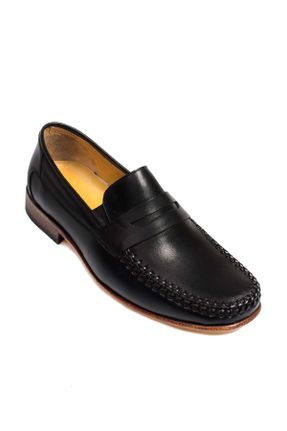 کفش کلاسیک مشکی مردانه چرم طبیعی پاشنه کوتاه ( 4 - 1 cm ) کد 809120336