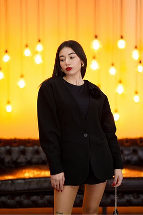 کت بلیزر مشکی زنانه پارچه maessco - کد 809236505