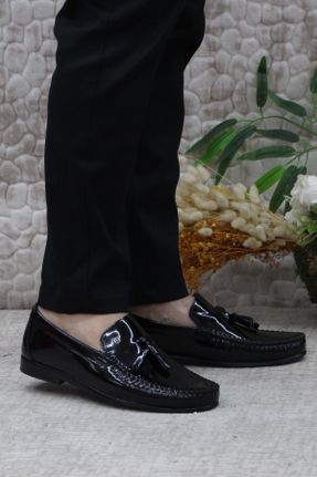 کفش لوفر مشکی مردانه چرم طبیعی پاشنه کوتاه ( 4 - 1 cm ) کد 809065644