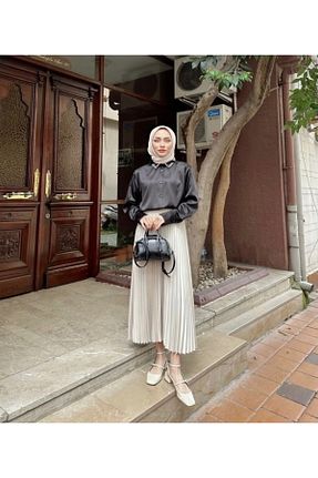 دامن بژ زنانه پارچه Bd - کد 808916452