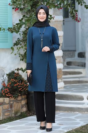 ست بالاتنه و پائین تنه حجاب آبی زنانه اورسایز Genel Markalar - کد 72296638