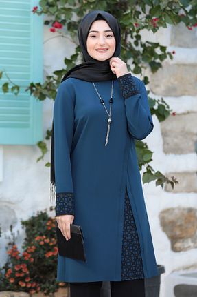ست بالاتنه و پائین تنه حجاب آبی زنانه اورسایز Genel Markalar - کد 72296638