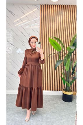 لباس حجاب قهوه ای زنانه رگولار İPEK TUTUŞ - کد 809034123