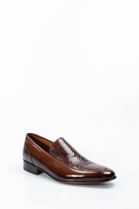 کفش کلاسیک قهوه ای مردانه چرم طبیعی پاشنه کوتاه ( 4 - 1 cm ) کد 809100810