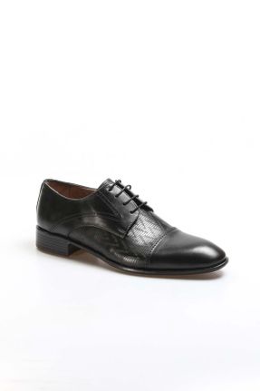 کفش کلاسیک مشکی مردانه چرم طبیعی پاشنه کوتاه ( 4 - 1 cm ) کد 809106417