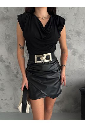 بلوز مشکی زنانه ساده Genel Markalar - کد 809165953