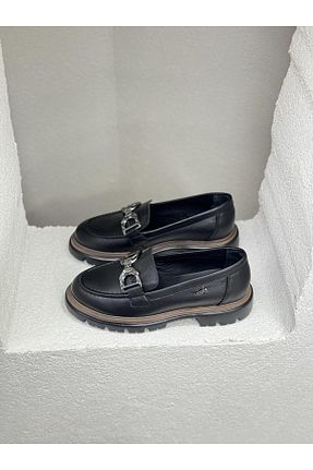 کفش لوفر مشکی زنانه چرم خالص Venüs - کد 808984721