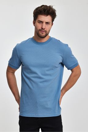 تی شرت آبی مردانه اسلیم فیت یقه گرد کد 808397295