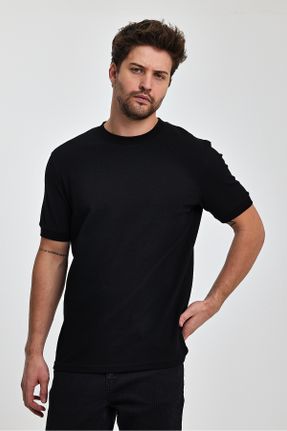 تی شرت مشکی مردانه اسلیم فیت یقه گرد کد 808397189