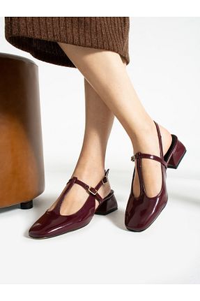 کفش پاشنه بلند کلاسیک زرشکی زنانه پارچه Alemdar Shoes - کد 809125419