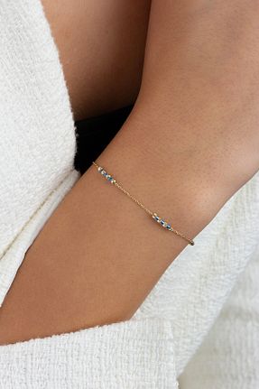 دستبند طلا طلائی زنانه 14 عیار goldberia - کد 808812790