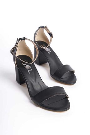 صندل مشکی زنانه پاشنه ضخیم İDOL SHOES - کد 809401260