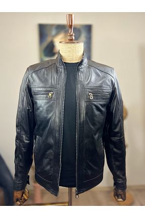 کاپشن مشکی مردانه اسلیم فیت ALWAYS LEATHER - کد 809045797
