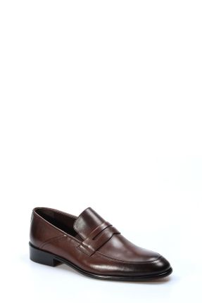 کفش کلاسیک قهوه ای مردانه چرم طبیعی پاشنه کوتاه ( 4 - 1 cm ) کد 809106422