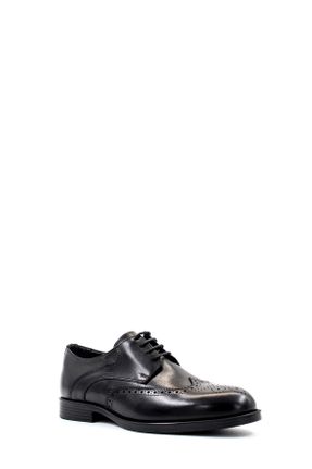 کفش کلاسیک مشکی مردانه چرم طبیعی پاشنه کوتاه ( 4 - 1 cm ) کد 809134671