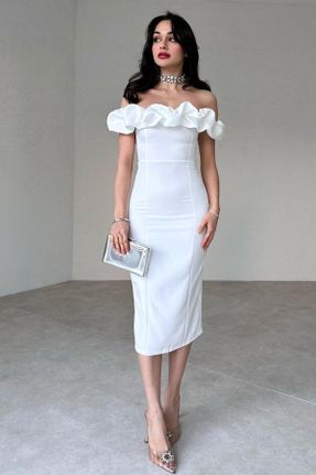 لباس سفید زنانه بافتنی پنبه - پلی استر قلمی کد 809165771