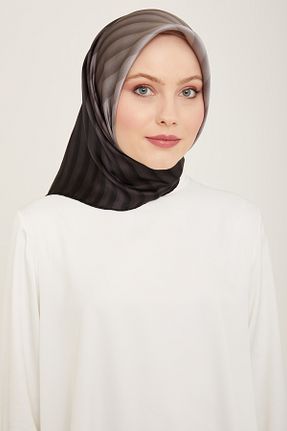روسری طوسی کرپ ساتن ابریشم Armine - کد 809360988