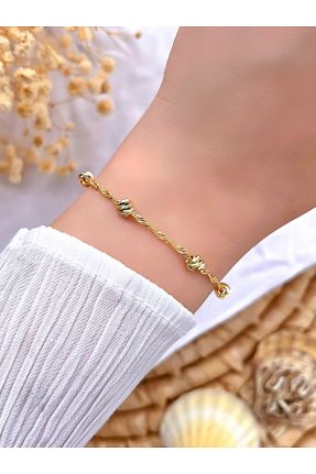 دستبند جواهر طلائی زنانه برنجی KBC STORE - کد 809423191