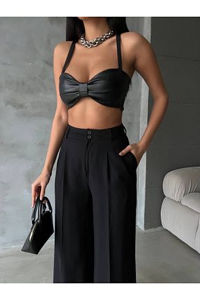 شلوار مشکی زنانه مخلوط کتان VOOLSTYLE - کد 809448880