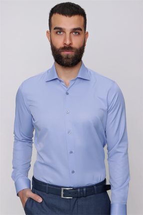 پیراهن آبی مردانه اسلیم فیت کد 299600474