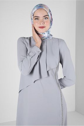 روسری طوسی پلی استر Alvina - کد 801114039