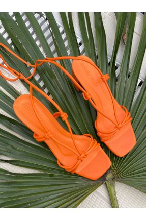 کفش مجلسی نارنجی زنانه چرم مصنوعی پاشنه متوسط ( 5 - 9 cm ) پاشنه ضخیم کد 101356226