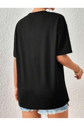تی شرت مشکی زنانه اورسایز یقه گرد پنبه - پلی استر کد 802489833