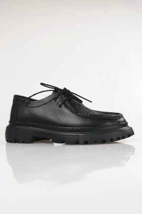 کفش کلاسیک مشکی مردانه چرم طبیعی پاشنه کوتاه ( 4 - 1 cm ) پاشنه ضخیم کد 809826604