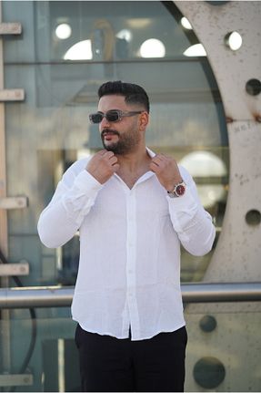 پیراهن سفید مردانه اورسایز Eces moda - کد 809847669