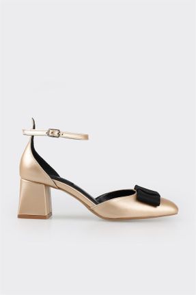 کفش پاشنه بلند کلاسیک طلائی زنانه پلی اورتان پاشنه ضخیم پاشنه متوسط ( 5 - 9 cm ) کد 809881489